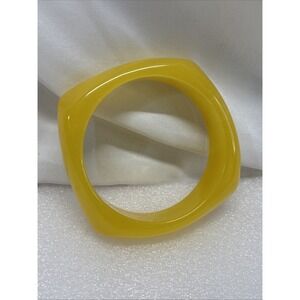 Vintage Sun Yellow Marbled Bakelite Octagon‎ Bracelet Bangle